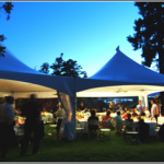 N-wedding tent at twilight