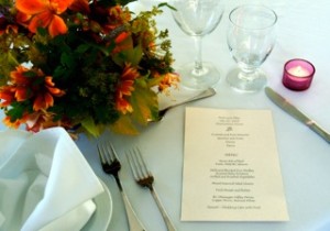 Table setting and wedding menu